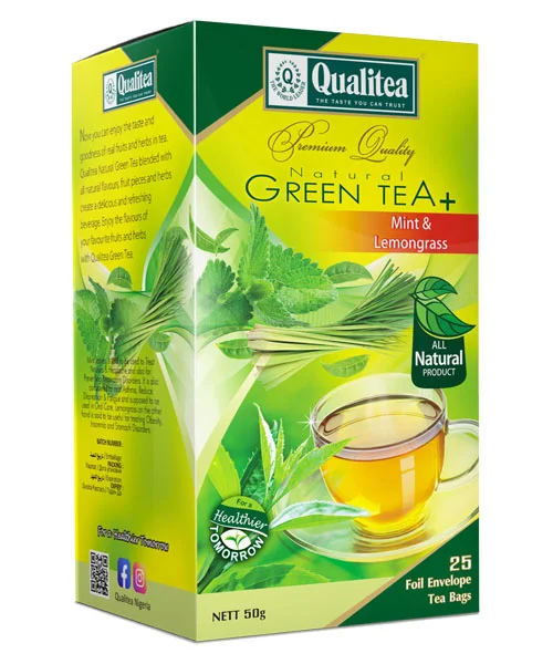 All Natural Green Tea Mint & Lemongrass Foil Envelope Tea Bag Pack