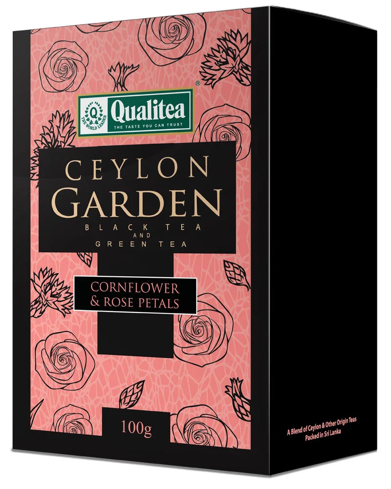 Black & Green Tea Ceylon Garden Cornflower & Rose Petals Leaf Pack