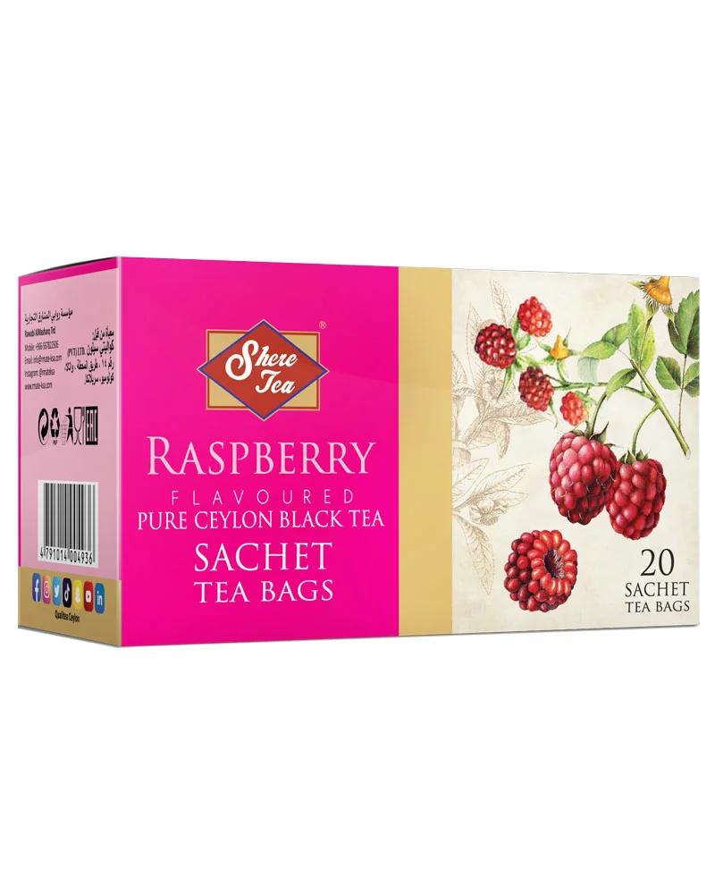 Black Tea Raspberry Flavoured Enveloped Tea Bag Pack